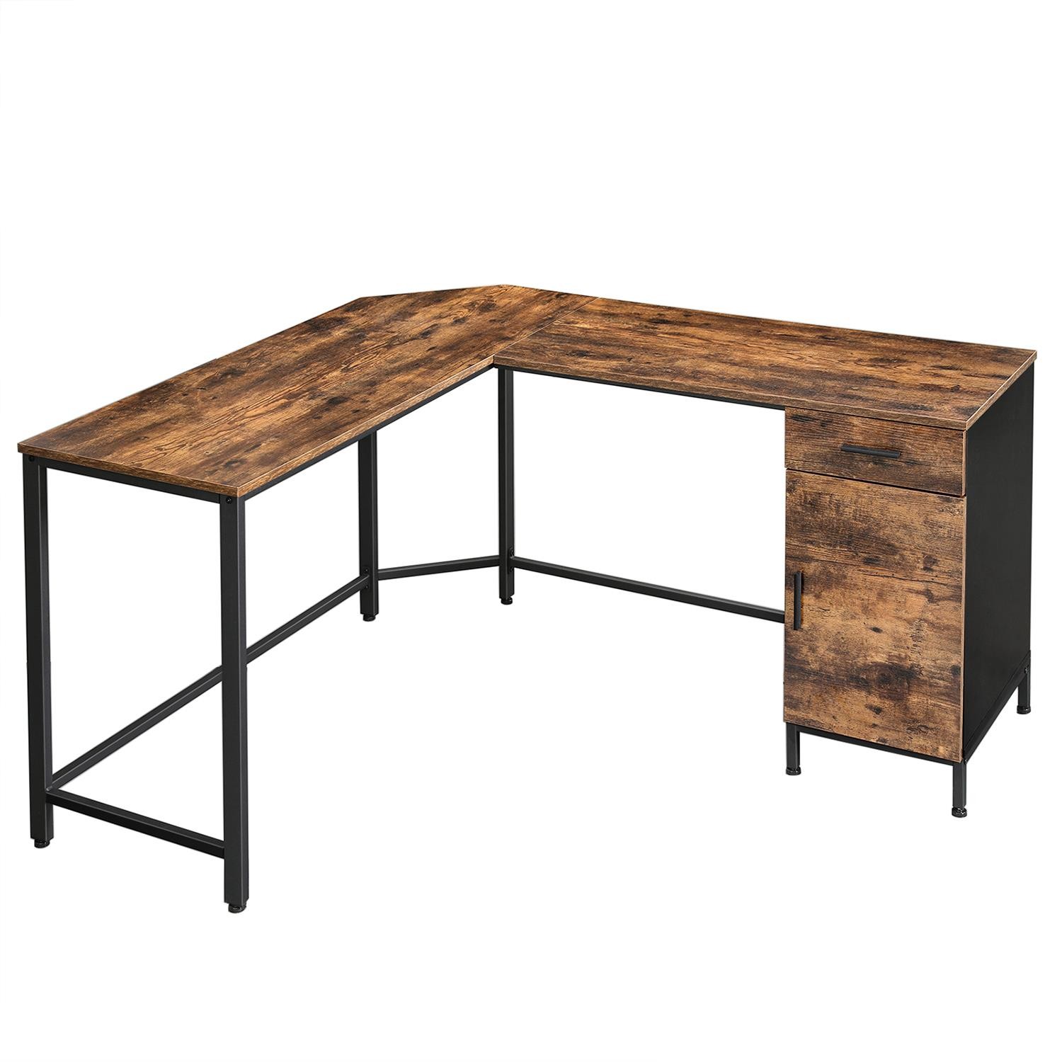 Mesa de Ordenador FERRO, Estructura Metálica, Bandeja para Teclado, Color Negro