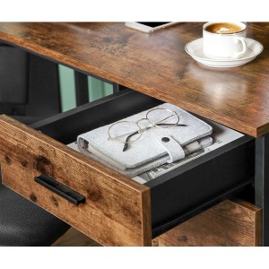Mesa de ordenador FERRO, Diseño estilo industrial en L , en metal y madera color Nogal