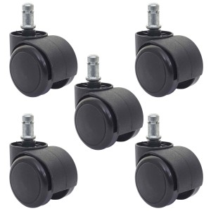 5x Ruedas para Sillas Oficina BLADE, 11x50 mm, Color Negro