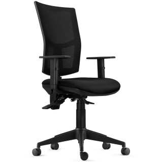Silla Ergonómica ATLANTA, tela y malla negra