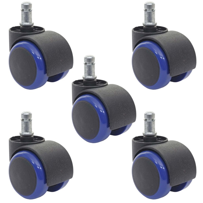 5x Ruedas para Sillas Oficina BLADE, 11x50 mm, Color Negro