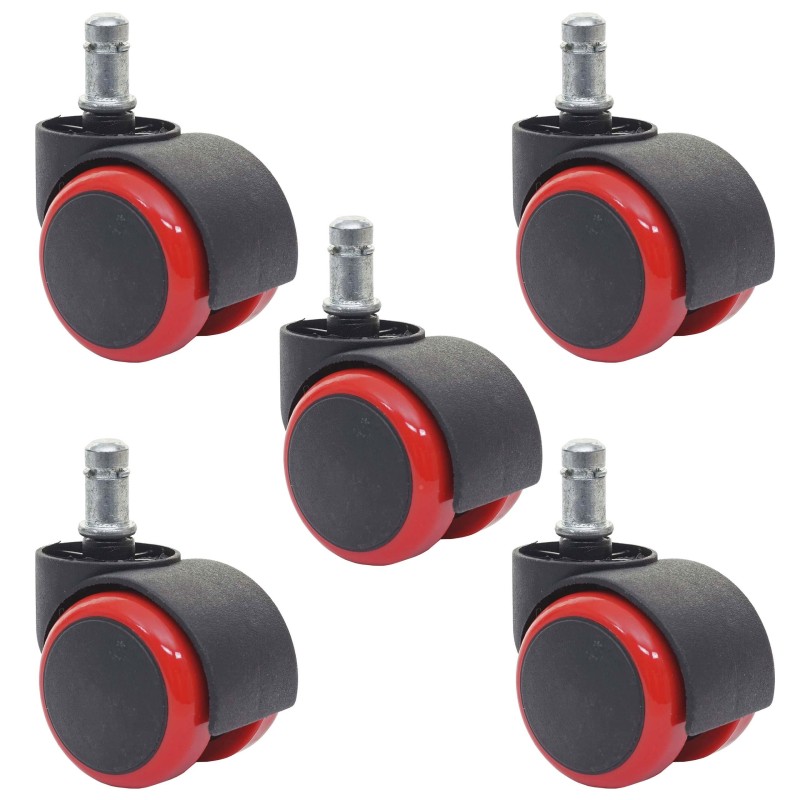5x Ruedas para Sillas Oficina BLADE, 11x50 mm, Color Negro