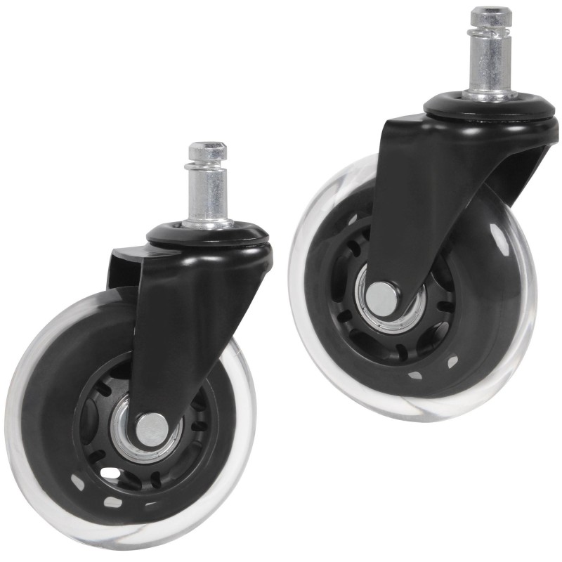 Lote 5 Ruedas para Sillas de Oficina,11mm, Diseño Patín, En Negro