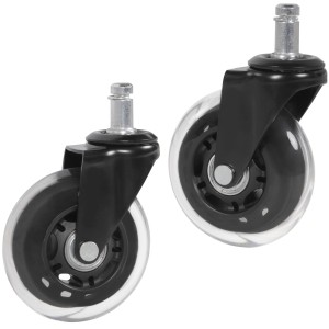 Lote 5 Ruedas para Sillas de Oficina,11mm, Diseño Patín, En Negro