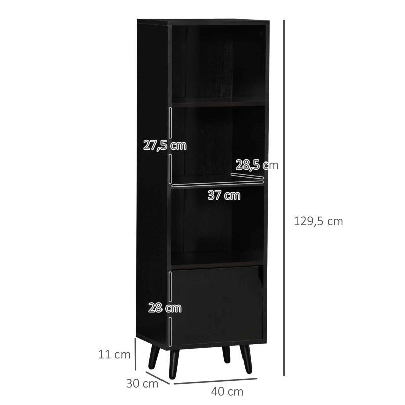 Estantería KONY, Diseño Moderno, en Madera color Negro