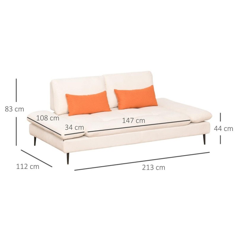Sofá Convertible FLORIDA, 2 Plazas, en Tela color Crema