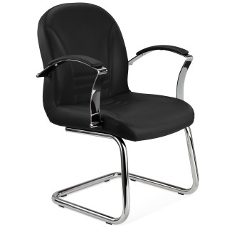 Silla de Confidente CANCUN, En Piel, Color Negro