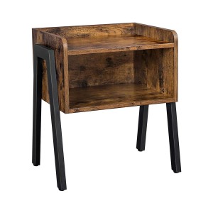 Mesa Auxiliar YONI, color Negro y Marrón Oscuro