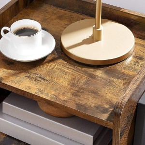 Mesa Auxiliar YONI, color Negro y Marrón Oscuro