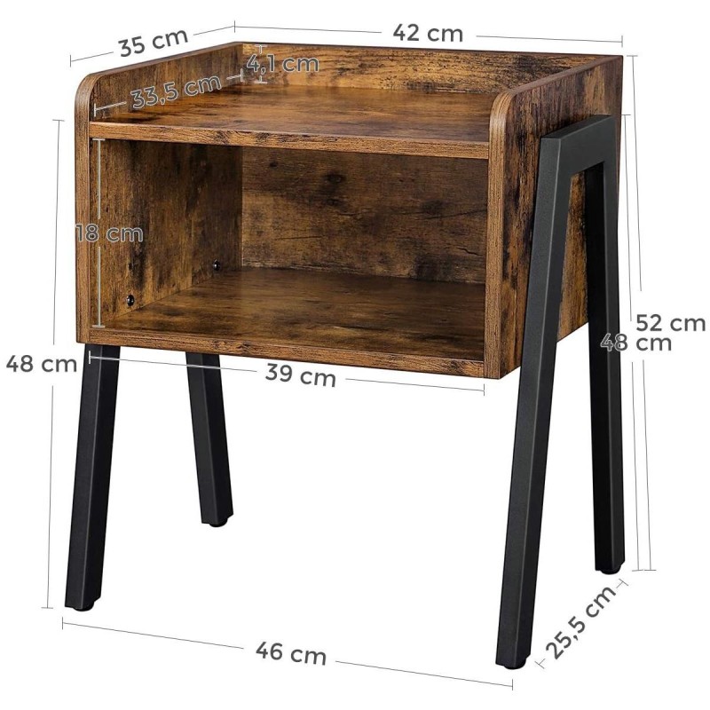 Mesa Auxiliar YONI, color Negro y Marrón Oscuro