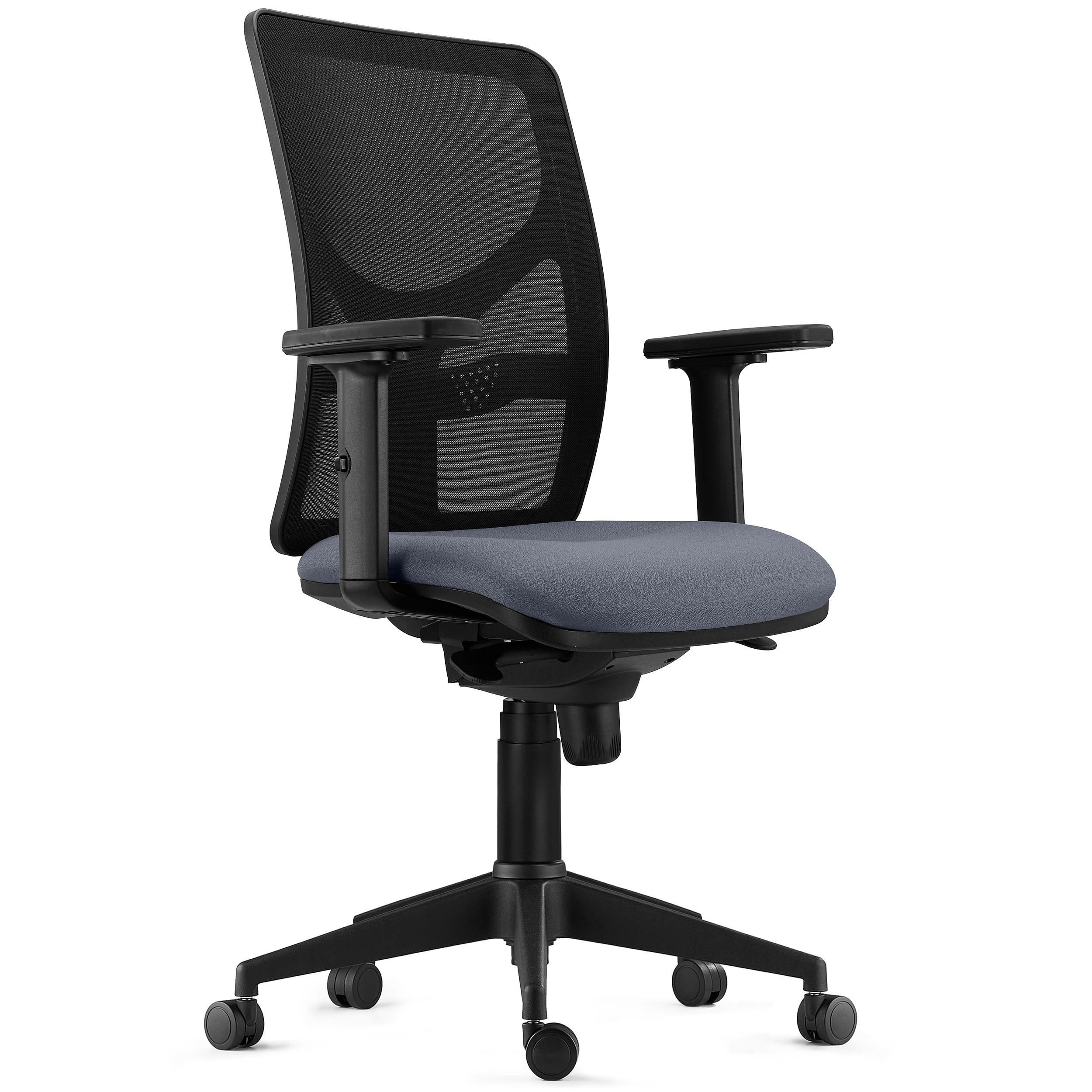 Silla de Oficina MILO PRO, Brazos 2D Ajustables, Soporte Lumbar, en Tela Negra