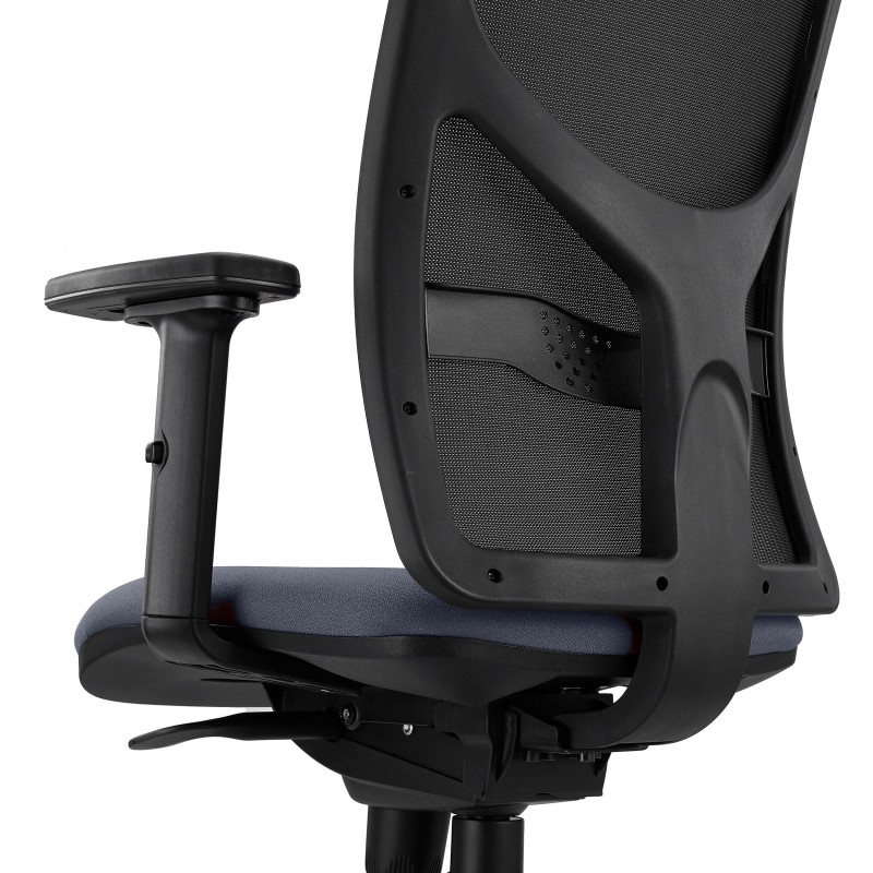 Silla de Oficina MILO, Brazos 2D y Soporte Lumbar, Tela Negra
