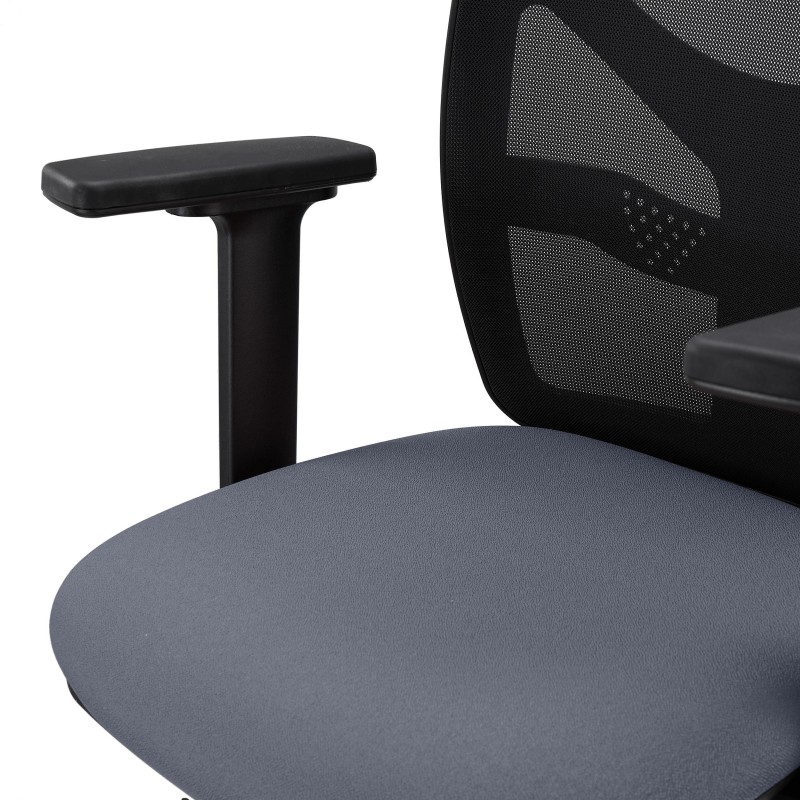 Silla de Oficina MILO, Brazos 2D y Soporte Lumbar, Tela Negra