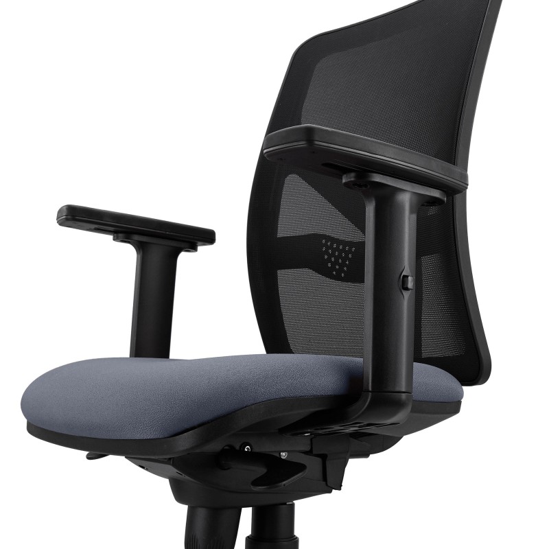 Silla de Oficina MILO, Brazos 2D y Soporte Lumbar, Tela Negra