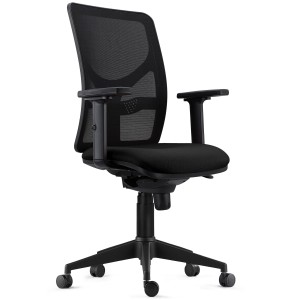 Silla de Oficina MILO, Brazos 2D y Soporte Lumbar, Tela Negra