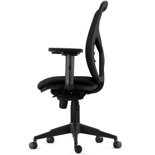 Silla de Oficina MILO, Brazos 2D y Soporte Lumbar, Tela Negra 2