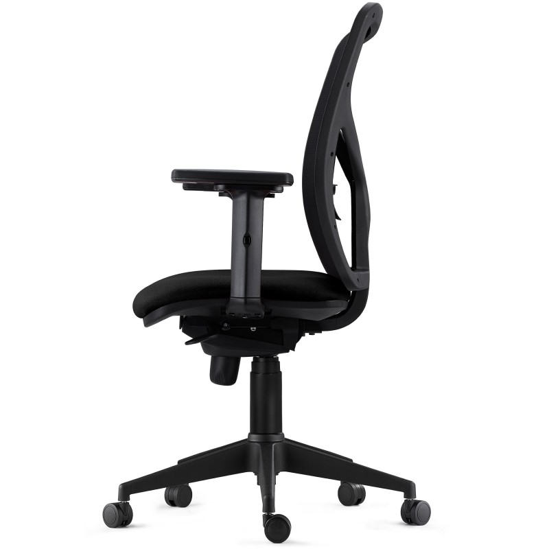 Silla de Oficina MILO, Brazos 2D y Soporte Lumbar, Tela Negra