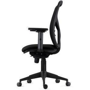 Silla de Oficina MILO, Brazos 2D y Soporte Lumbar, Tela Negra