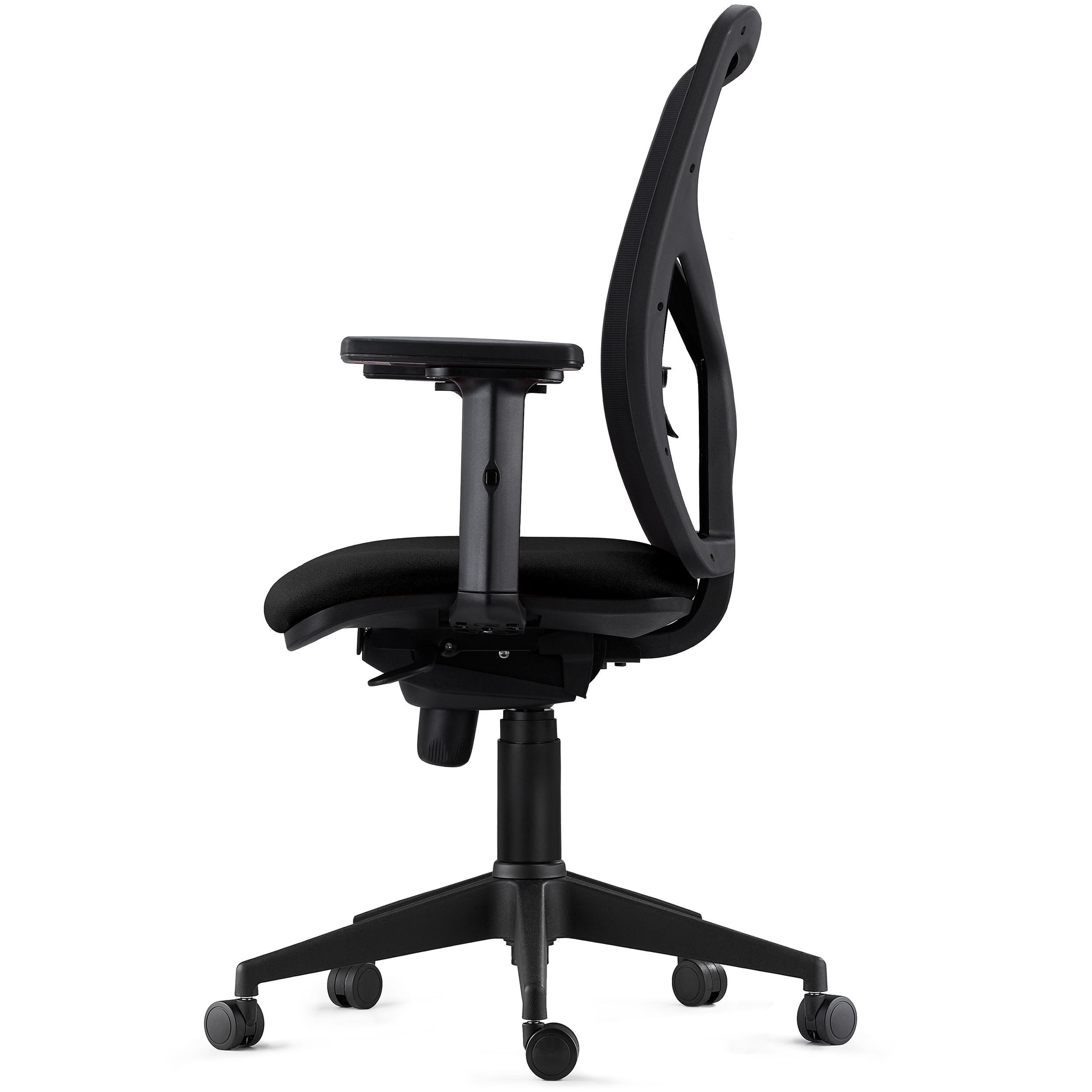 Silla de Oficina MILO PRO, Brazos 2D Ajustables, Soporte Lumbar, en Tela Negra