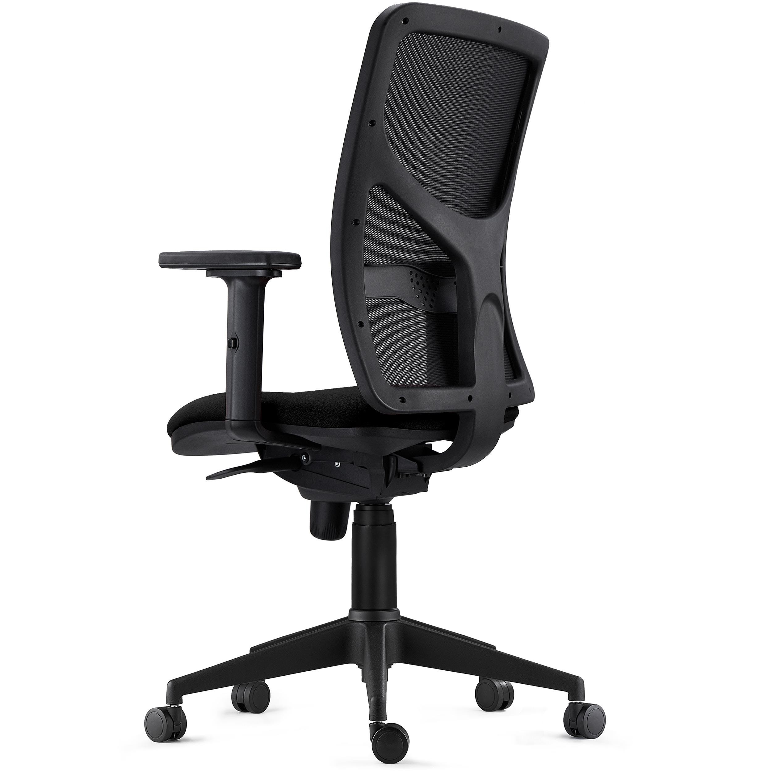 Silla de Oficina MILO PRO, Brazos 2D Ajustables, Soporte Lumbar, en Tela Negra