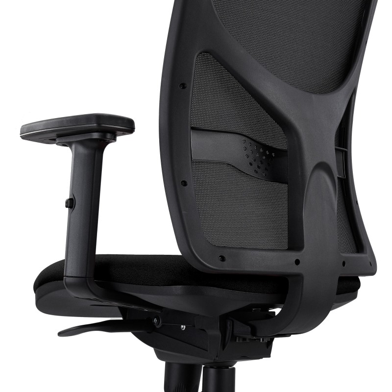 Silla de Oficina MILO, Brazos 2D y Soporte Lumbar, Tela Negra