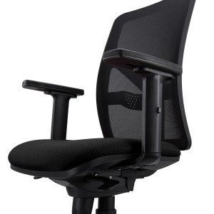 Silla de Oficina MILO, Brazos 2D y Soporte Lumbar, Tela Negra