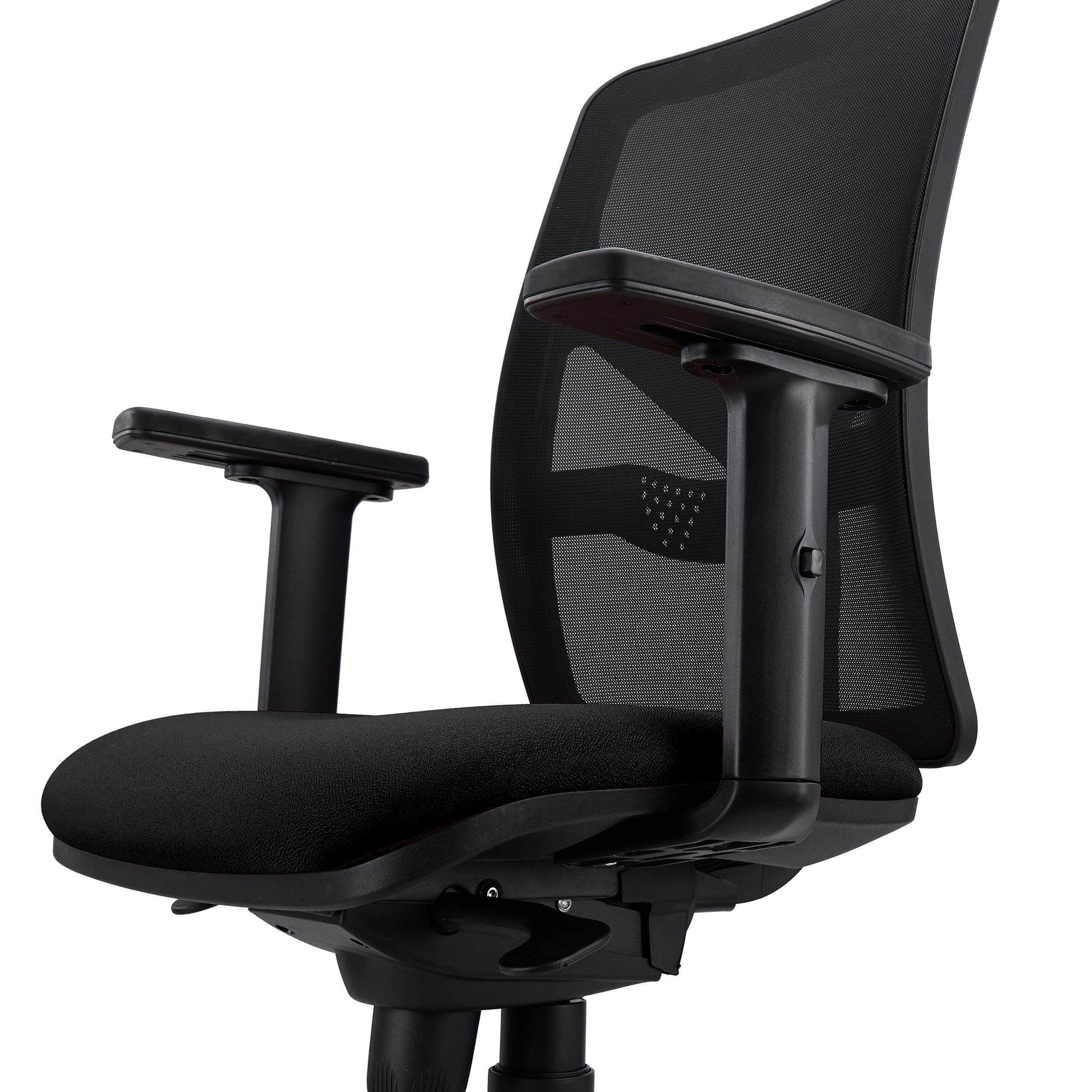 Silla de Oficina MILO PRO, Brazos 2D Ajustables, Soporte Lumbar, en Tela Negra