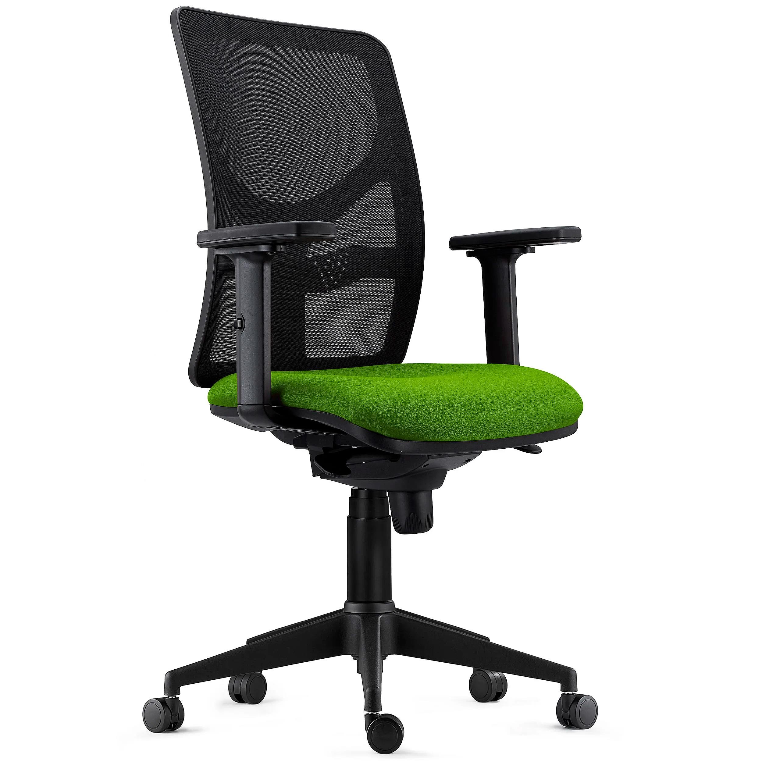 Silla de Oficina MILO PRO, Brazos 2D Ajustables, Soporte Lumbar, en Tela Negra