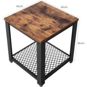 Mesa Auxiliar MEDINA, en Madera y Metal, color Negro y Marrón Oscuro