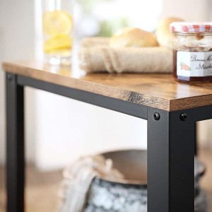 Mesa Auxiliar MEDINA, en Madera y Metal, color Negro y Marrón Oscuro
