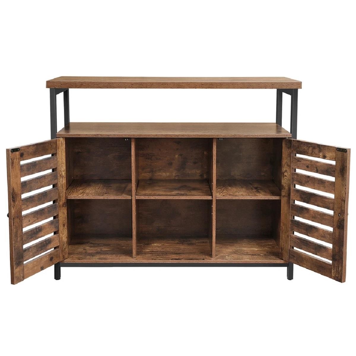Armario ARTEA, 100x35x81 cm, Estilo Industrial, en Metal y Madera, color Negro y Marrón Oscuro