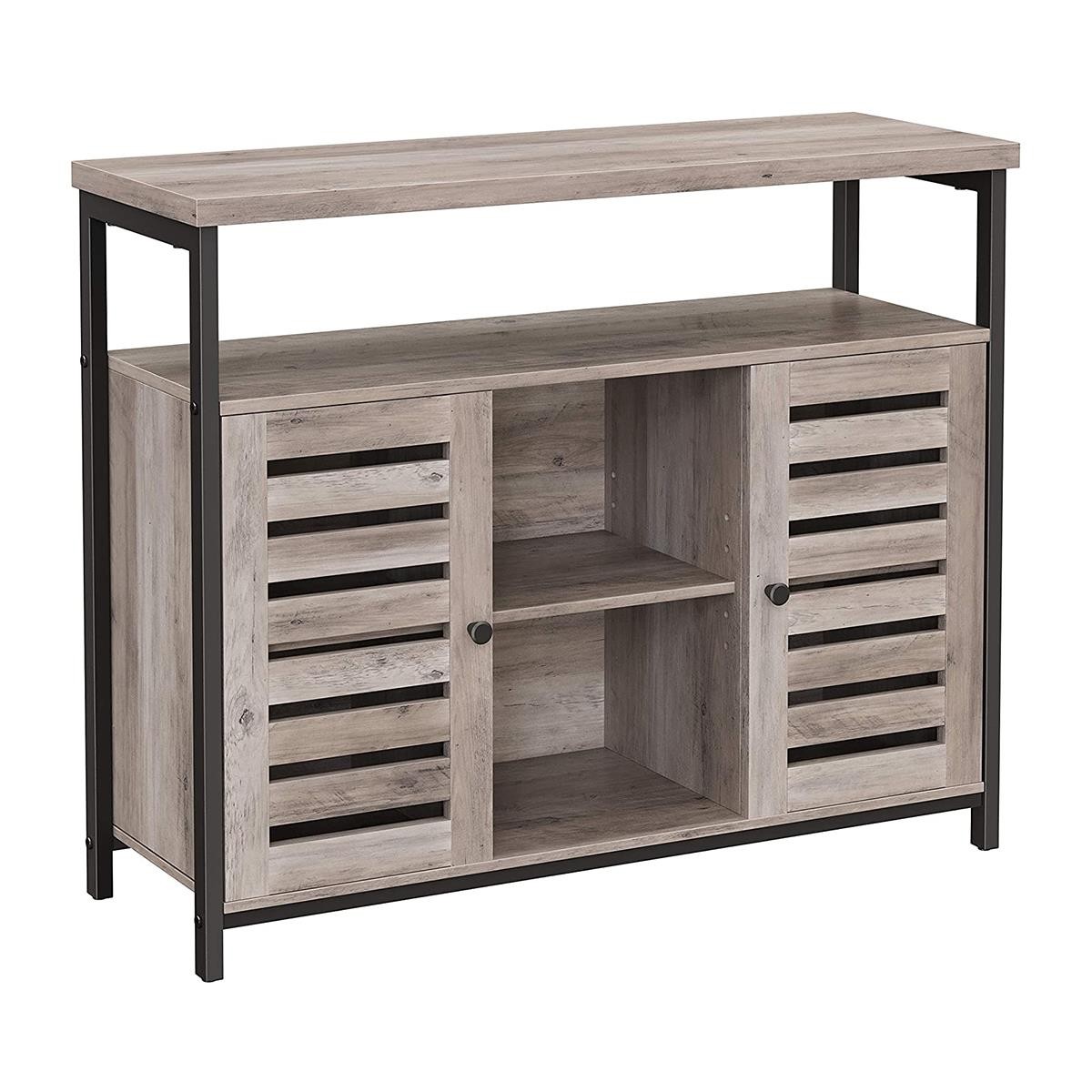 Armario ARTEA, 100x35x81 cm, Estilo Industrial, en Metal y Madera, color Negro y Marrón Oscuro