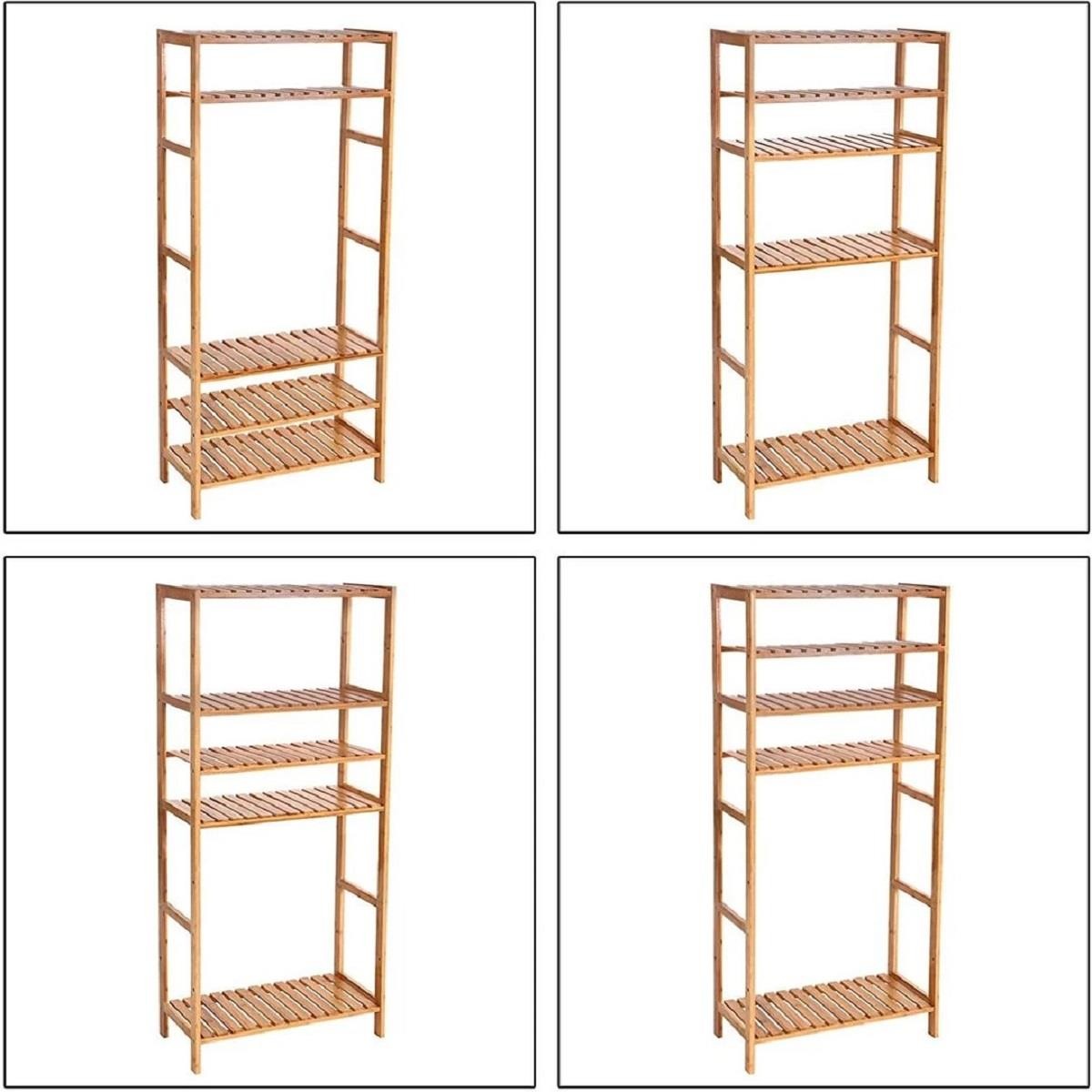 Estantería RILEY, 60x26x130 cm, Diseño Moderno, en Madera de Bambú color Marrón