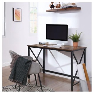 Mesa de Oficina KARAN, Estilo rústico y minimalista, color Nogal 2