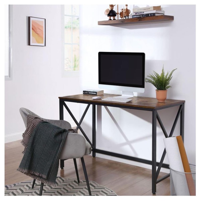 Mesa de Oficina KARAN, Estilo rústico y minimalista, color Nogal