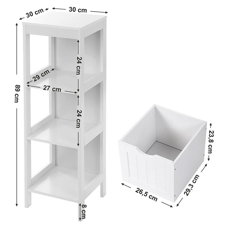 Armario auxiliar JULIUS, Bonito Diseño Moderno, en madera color Blanco