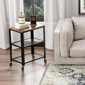 Mesa Auxiliar con Ruedas KENZIE, color Negro y Marrón Oscuro