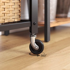 Mesa Auxiliar con Ruedas KENZIE, color Negro y Marrón Oscuro