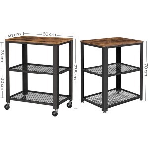 Mesa Auxiliar con Ruedas KENZIE, color Negro y Marrón Oscuro