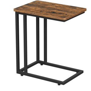 Mesa Auxiliar con Ruedas OMARI, color Negro y Marrón Oscuro