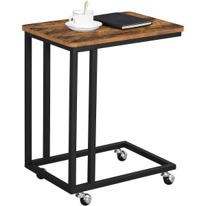Mesa Auxiliar con Ruedas OMARI, color Negro y Marrón Oscuro