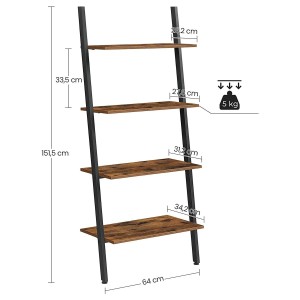 Estantería SKYE, Diseño Moderno en Escalera, en Madera Marrón y Negro