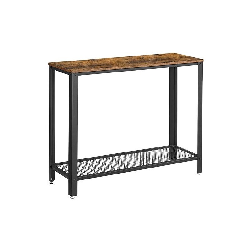Mesa Auxiliar COIMBRA, en Metal y Madera, color Negro y Marrón Oscuro