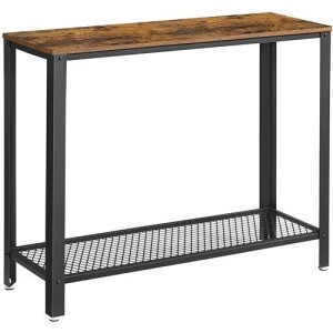 Mesa Auxiliar COIMBRA, en Metal y Madera, color Negro y Marrón Oscuro