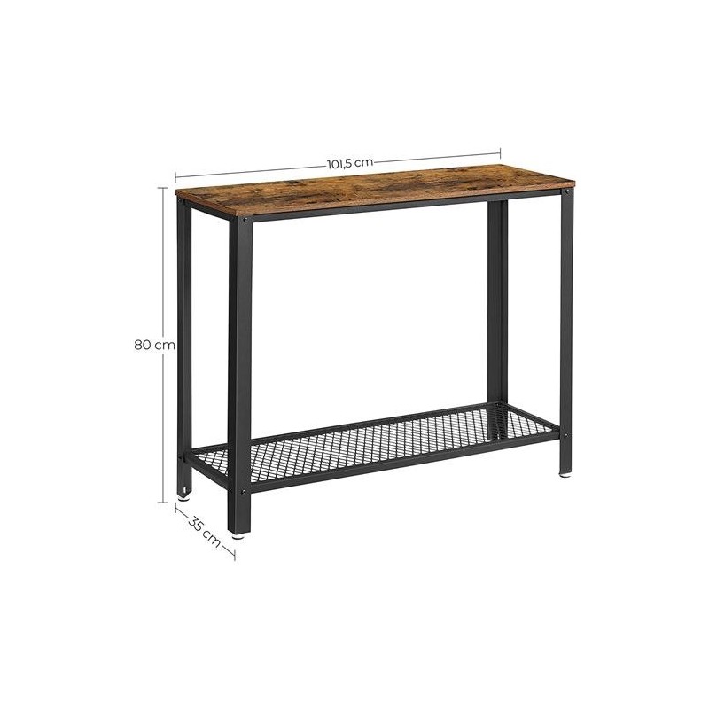 Mesa Auxiliar COIMBRA, en Metal y Madera, color Negro y Marrón Oscuro