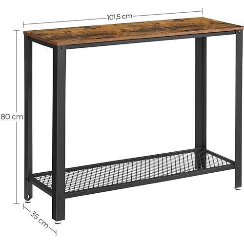 Mesa Auxiliar COIMBRA, Dimensiones 101x35x80 cm, en Metal y Madera, color Negro y Marrón Oscuro