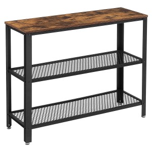 Mesa Auxiliar NALA, en Metal y Madera, color Negro y Marrón Oscuro