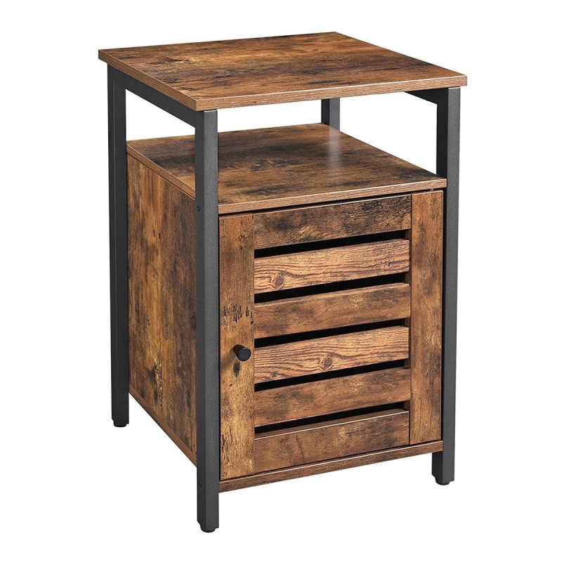 Mesa Auxiliar STAY en Metal y Madera, color Negro y Marrón Oscuro