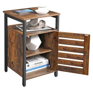 Mesa Auxiliar STAY en Metal y Madera, color Negro y Marrón Oscuro