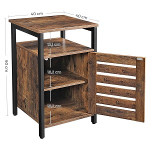 Mesa Auxiliar STAY en Metal y Madera, color Negro y Marrón Oscuro